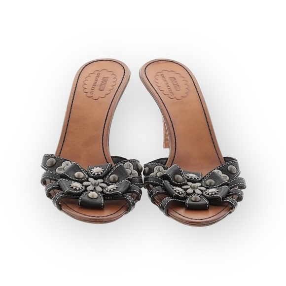 Vintage: new Moschino Cheap + Chic ☻ Intricate Hardware Floral Mule Sandal Heels - Picture 15 of 16